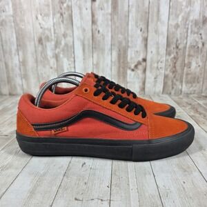 Vans Old Skool Pro Orange Suede Black‎ Skate Shoes Men's 8.5